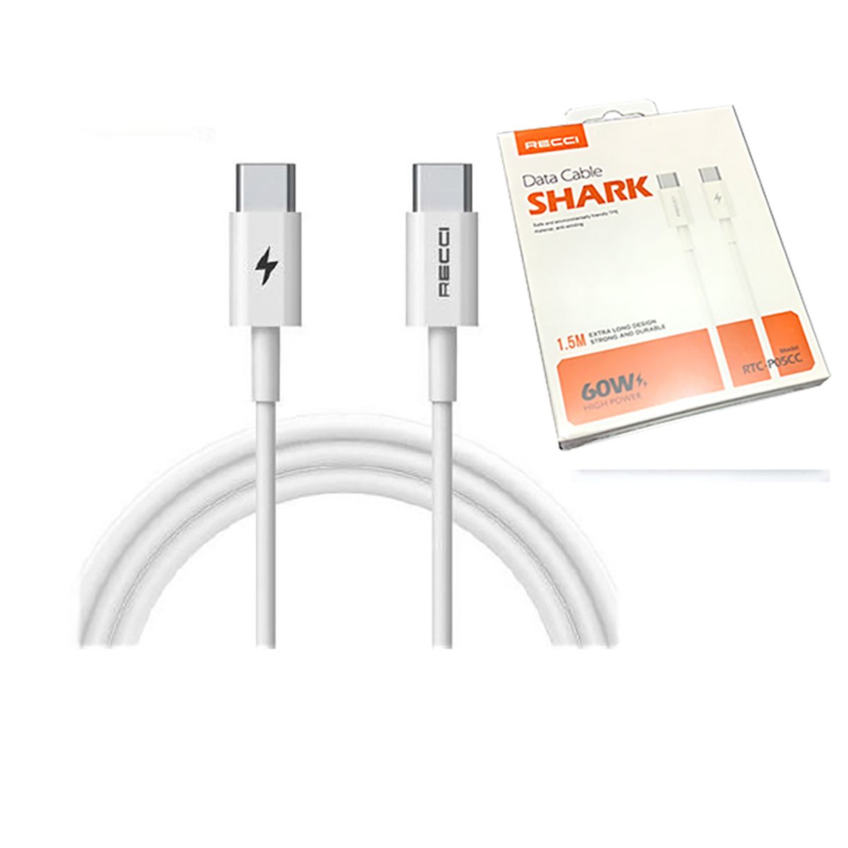 AMERICAN NET - Cable de DATOS y CARGA USB-C RECCI  Carga Rápida 60 W, 1.5mts