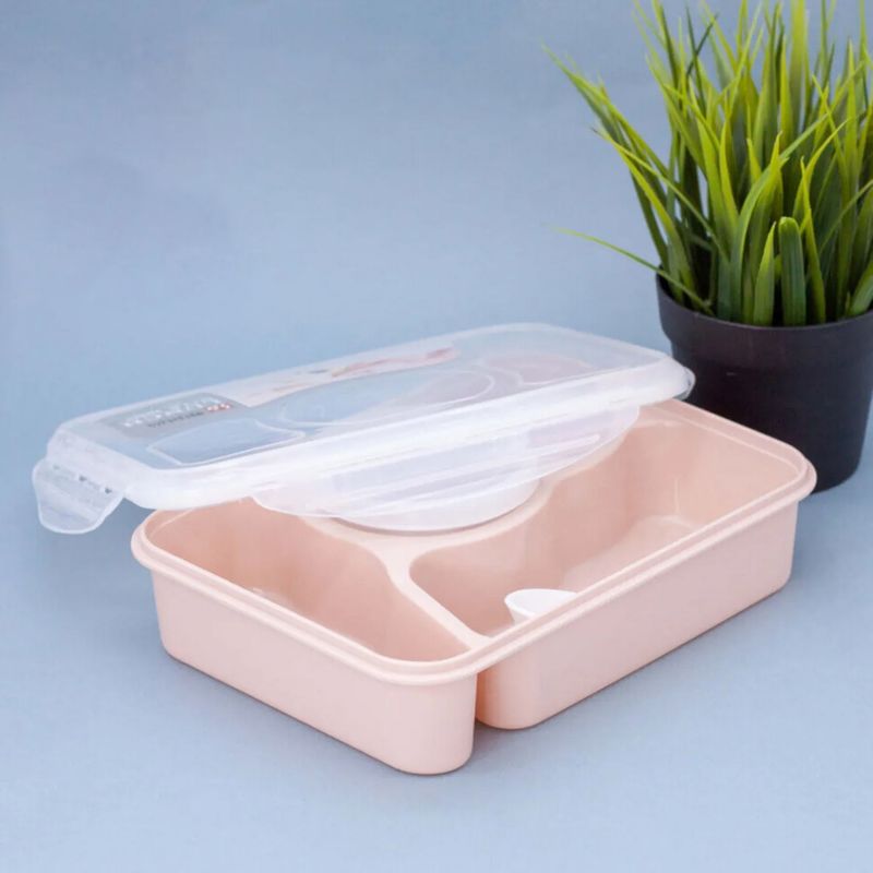GENERICO - Taper Lonchera Contenedor de Alimentos con Divisiones Rosa