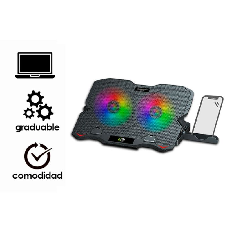 AIRBOOM - Base Con Cooler ARTIC FOX AB005H 2FAN RAINBOW 12 5Cm AIRBOOM