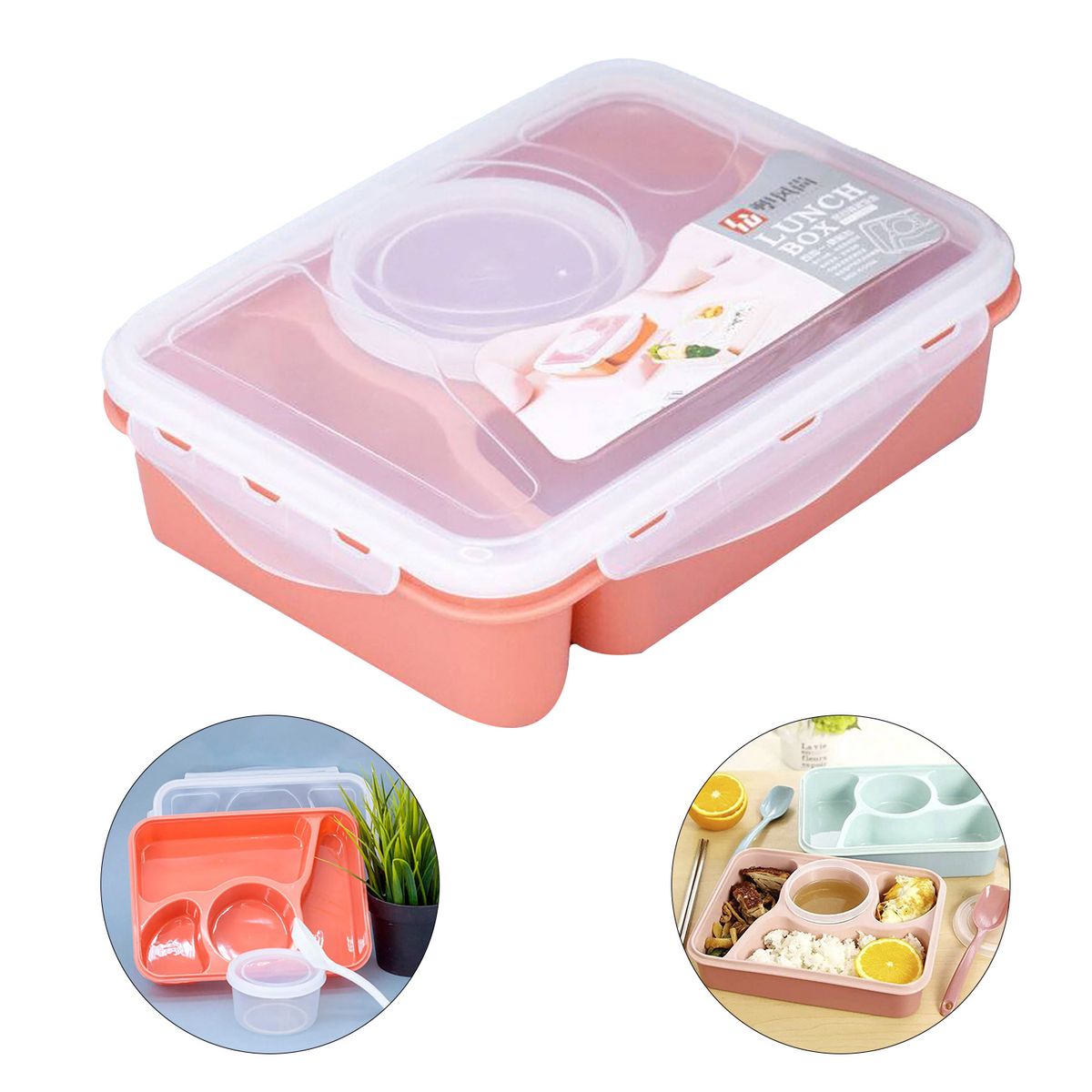 GENERICO - Taper Lonchera Contenedor de Alimentos con Divisiones Ladrillo