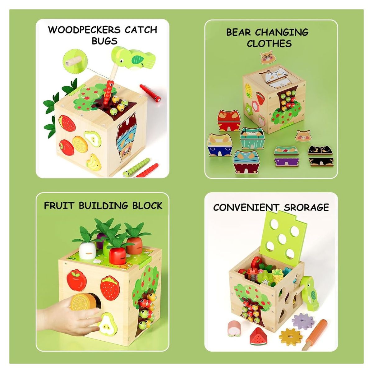 GENERICO - Cubo Montessori de Pájaro Carpintero 5 en 1 para Bebés