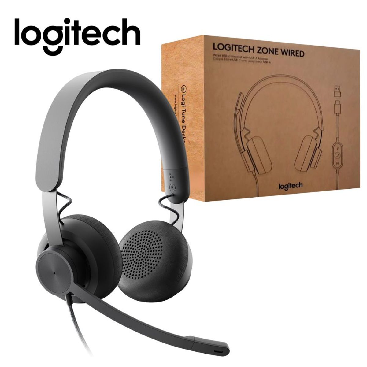 LOGITECH - Audífonos Logitech Zone Wired con micrófono con supresión de ruido