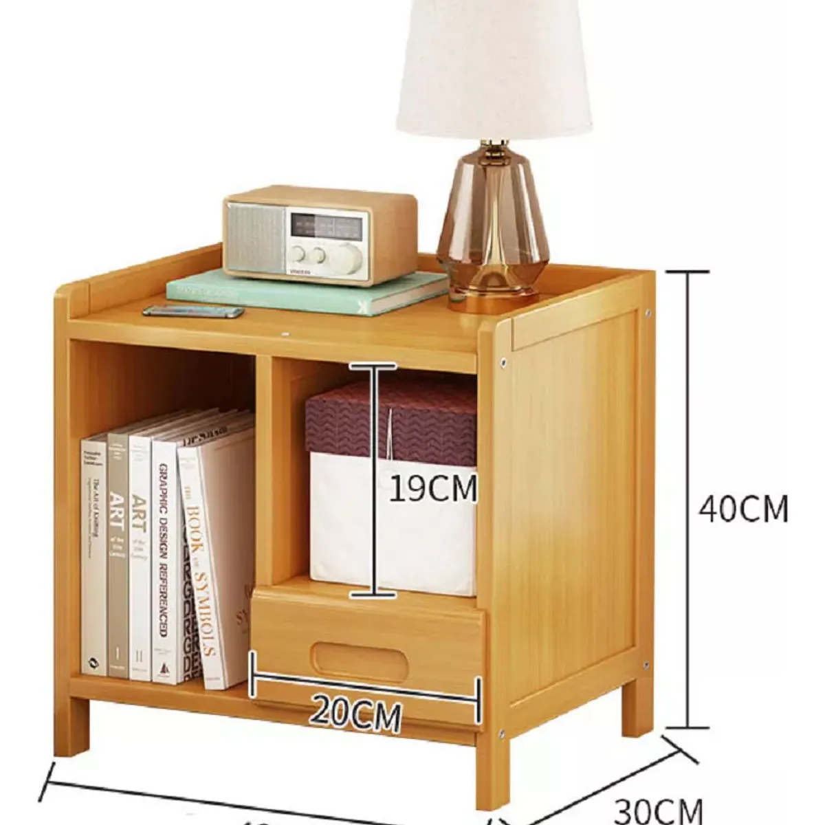 ANYHOGAR - Velador De Bambu Con Cajon Mesa De Noche