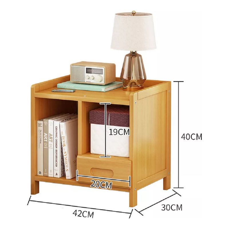 ANYHOGAR - Velador De Bambu Con Cajon Mesa De Noche