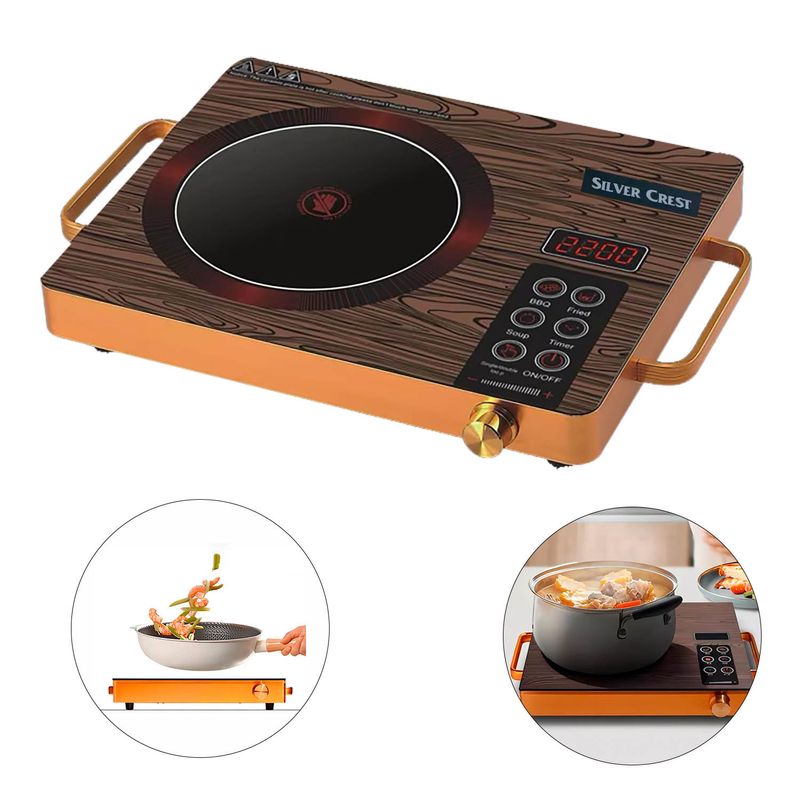 GENERICO - Cocina Encimera Eléctrica Digital de Vitroceramica Portátil 2200W