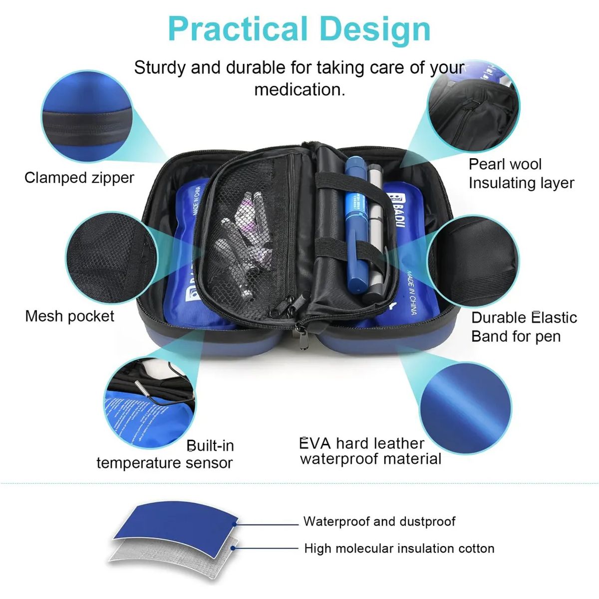 PUREPOWER - Hielera Para Insulina Con Termómetro Estuche Para Insulina