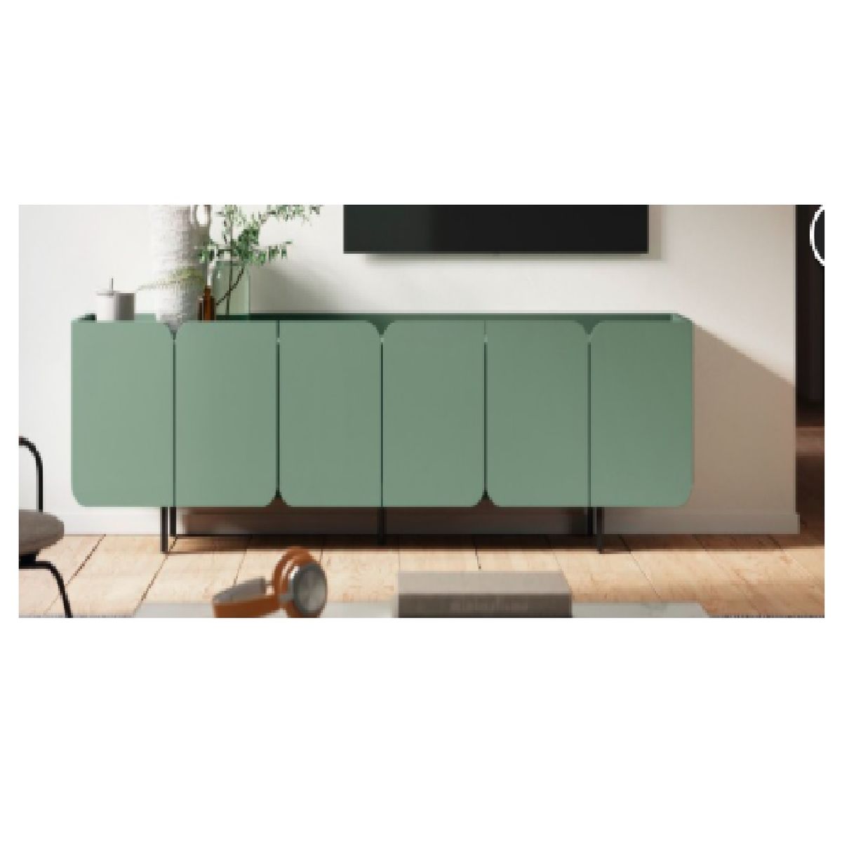 TU MESITA - Mesa TV Contemporánea Amadeus 60" VerdeAgave 6 puertas TU MESITA