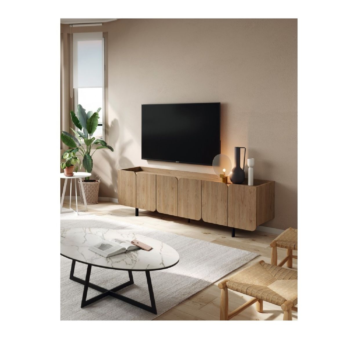 TU MESITA - Mesa Contemporánea de TV Amadeus 60 color Duna 6 puertas TU MESITA