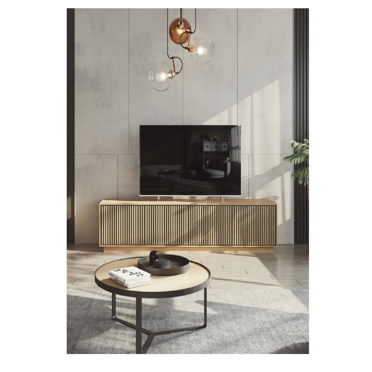 TU MESITA - Mesa de TV Nórdica Xanty 60 color Duna 4 puertas TU MESITA