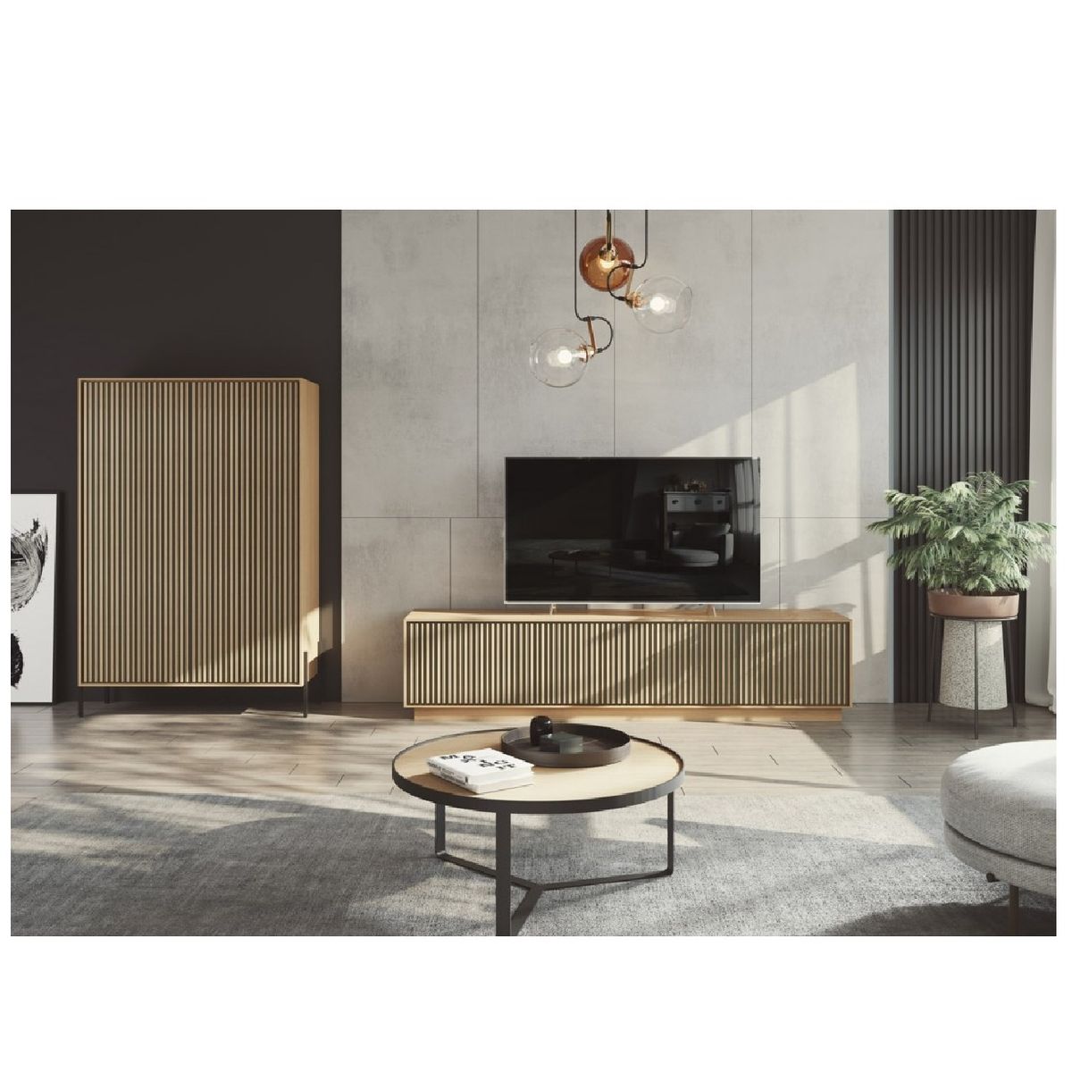 TU MESITA - Mesa de TV Nórdica Xanty 60 color Duna 4 puertas TU MESITA