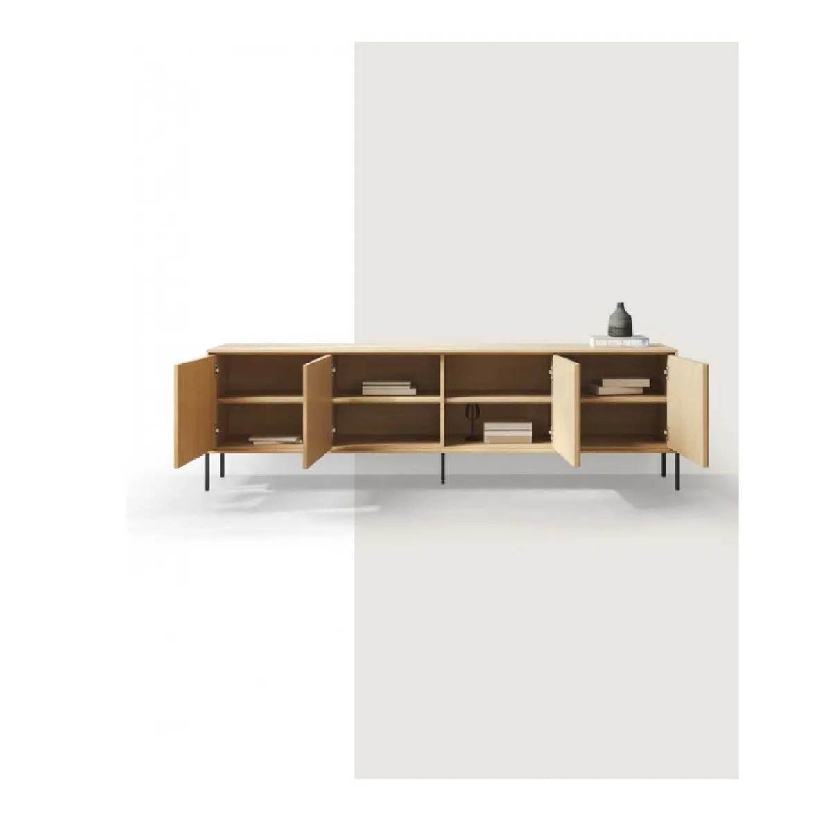 TU MESITA - Mesa de TV Nórdica Tayler 65 color Duna 4 puertas TU MESITA