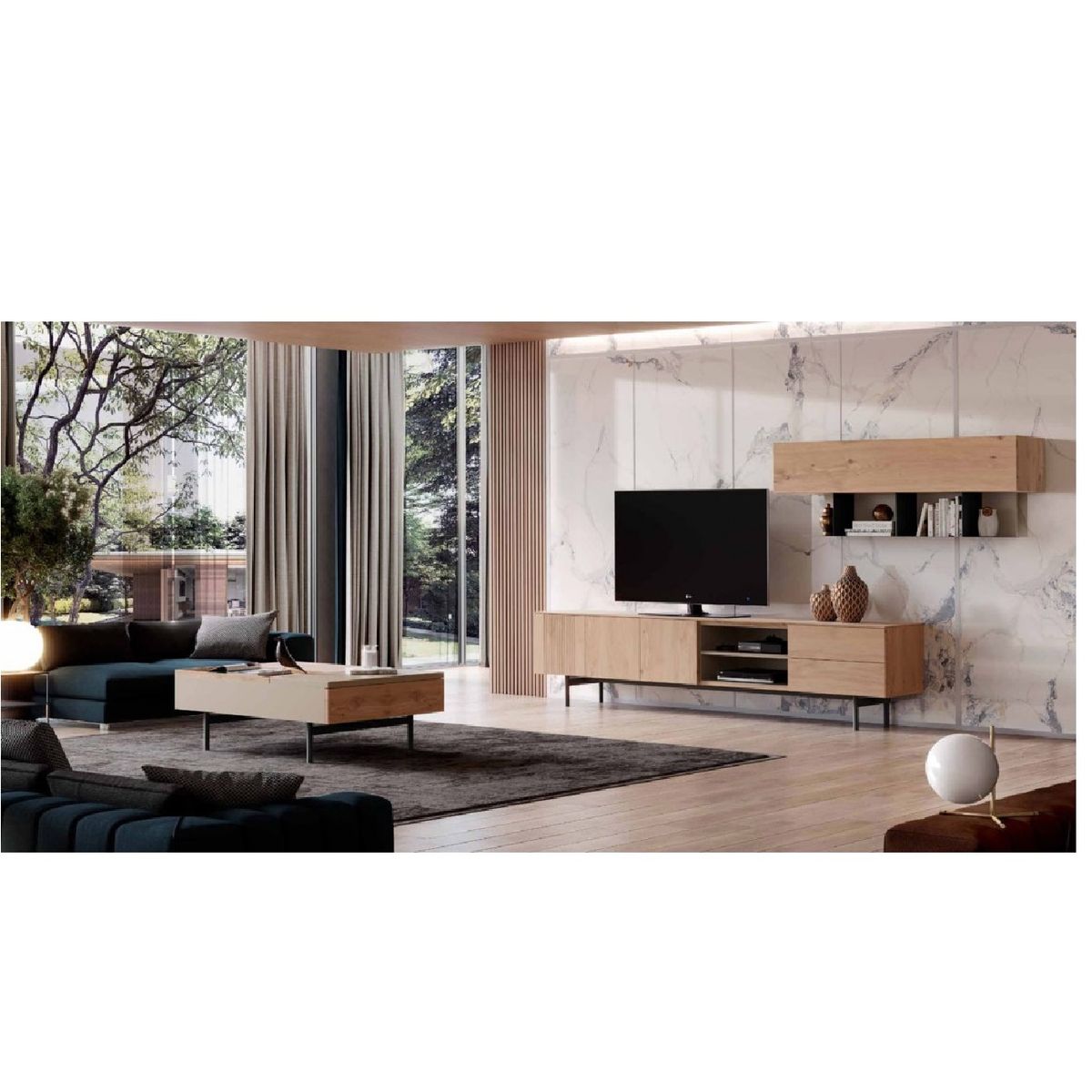 TU MESITA - Mesa TV Contemporánea Aragón 70 Duna 3 puertas 2 cajones TU MESITA