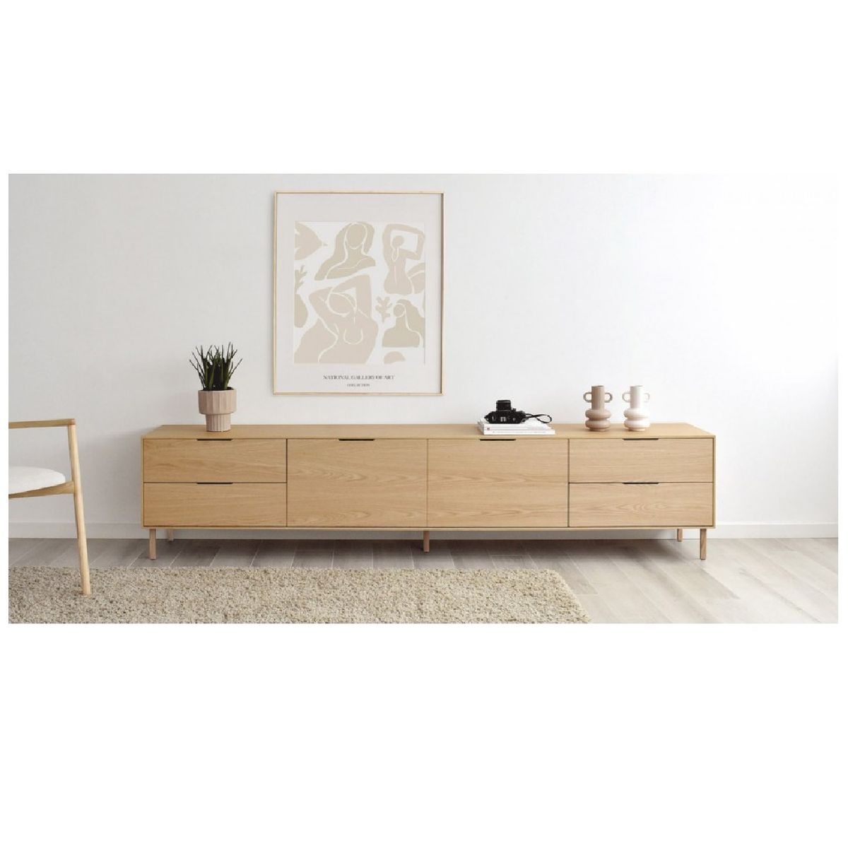 TU MESITA - Masa TV Nórdica Bullet color Natural 4 cajones 2 puertas TU MESITA