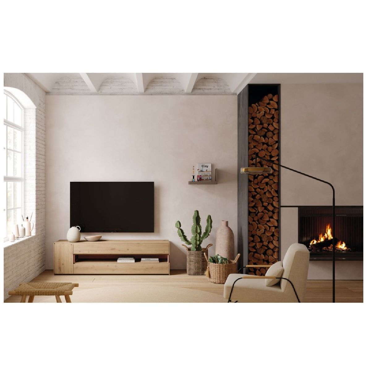 TU MESITA - Mesa de TV Minimalista Nantes 60 color Duna 3 puertas TU MESITA