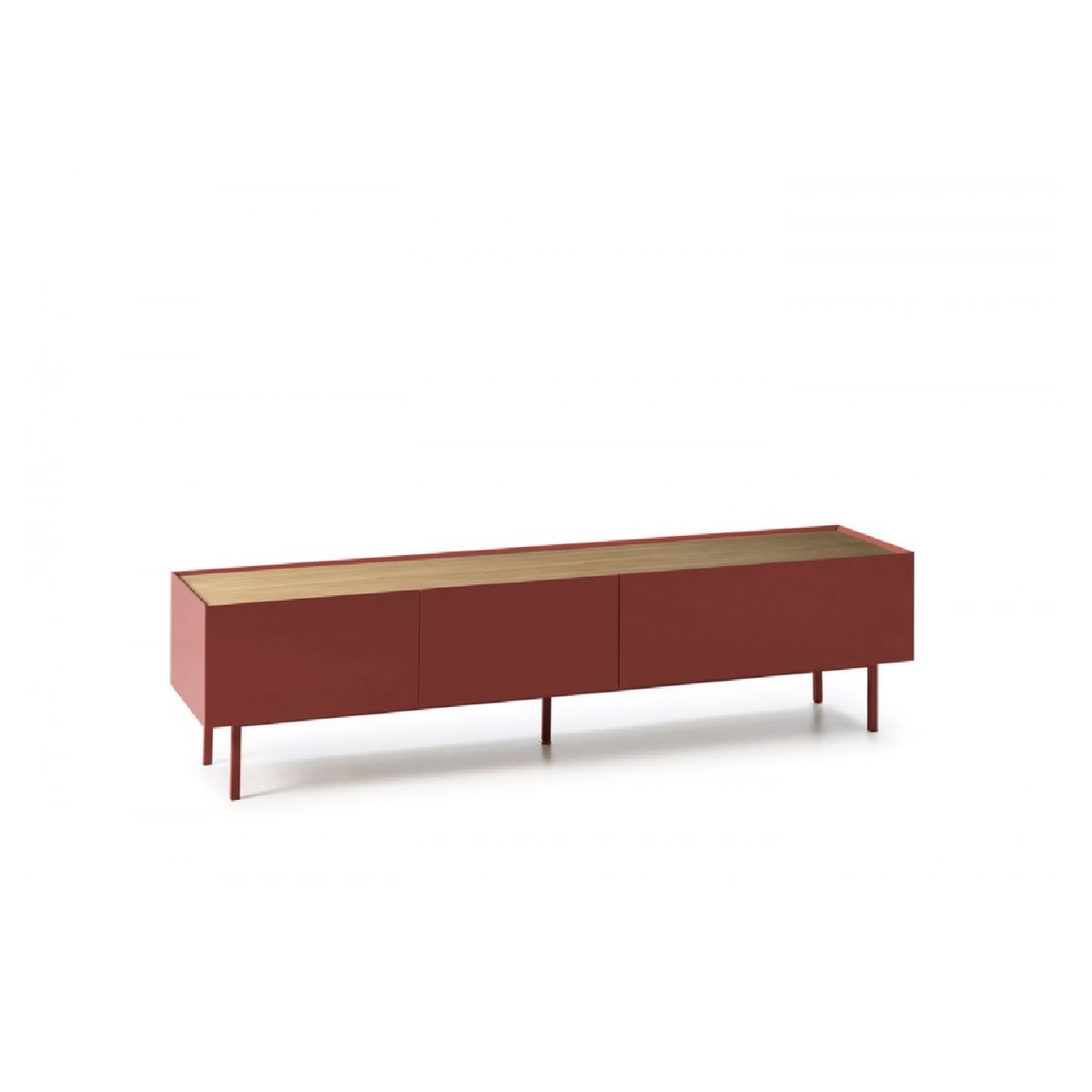 TU MESITA - Mesa TV Clásica Brandon 65" RojoDuna 1 puerta 2 cajones TU MESITA