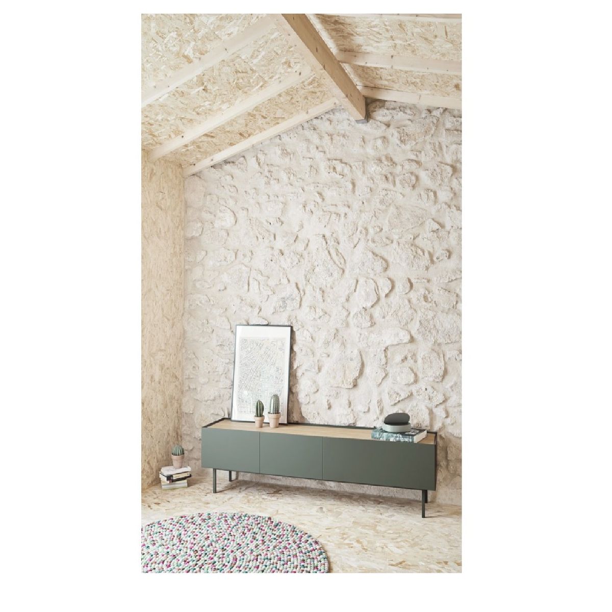 TU MESITA - Mesa de TV Clásica Brandon 65" color Agave Duna 1 puerta 2 cajones TU MESITA