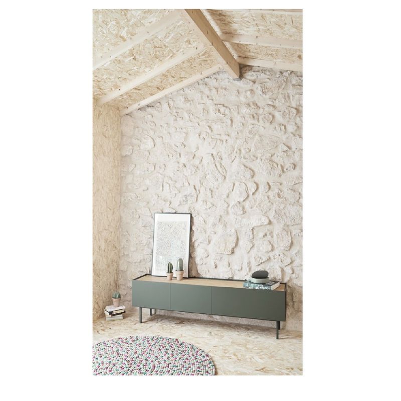 TU MESITA - Mesa de TV Clásica Brandon 65" color Agave Duna 1 puerta 2 cajones TU MESITA