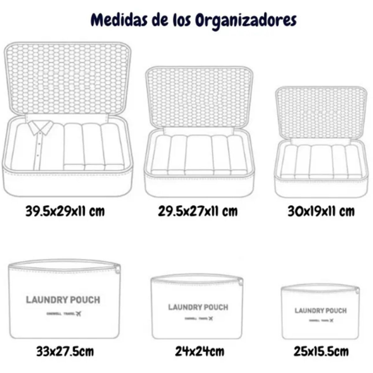 GENERICO - Set Organizadores de Maleta Bolsas Impermeable para Viaje 6PCS Navidad  - Celeste