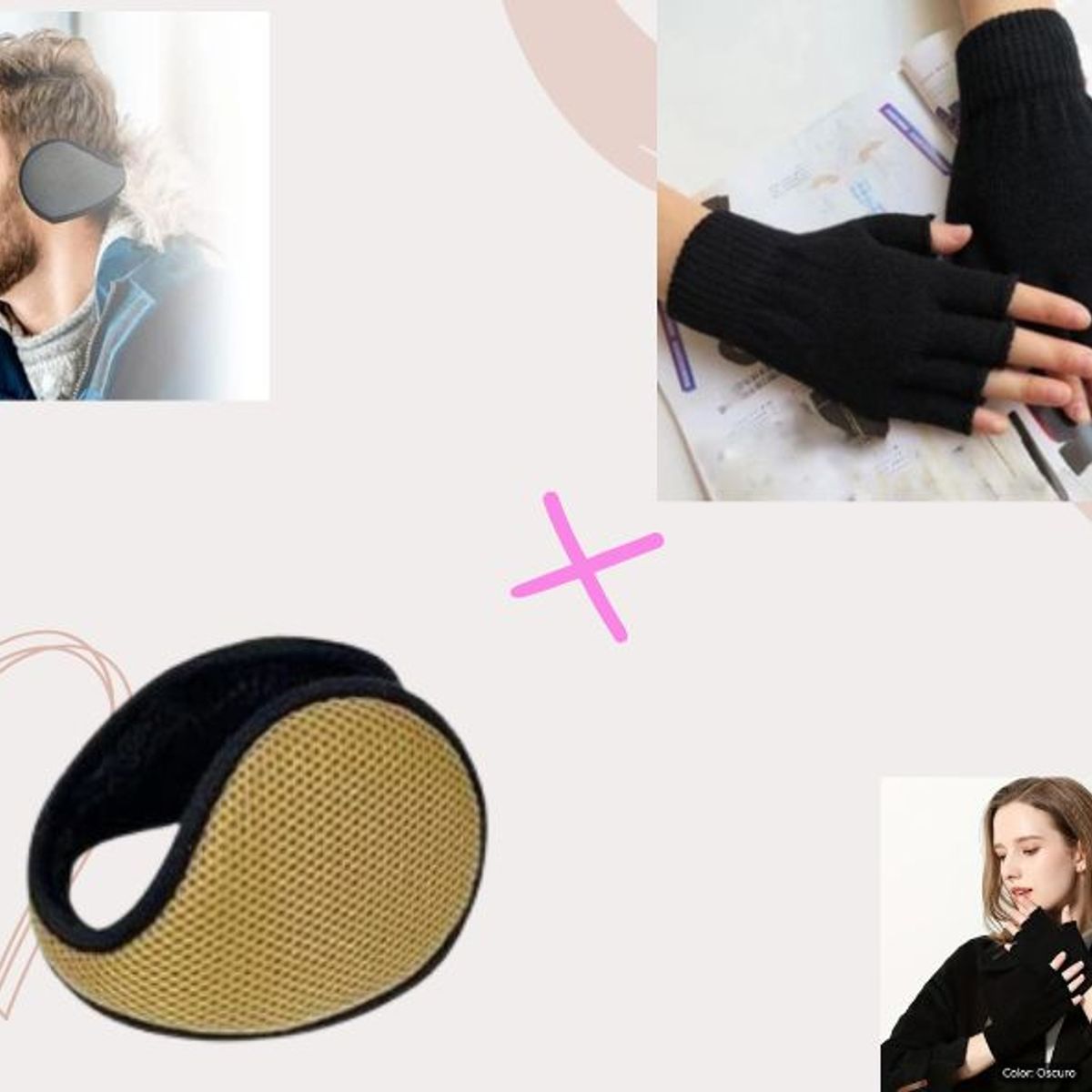 GENERICO - Orejeras de lana cálidas mas guantes mitones