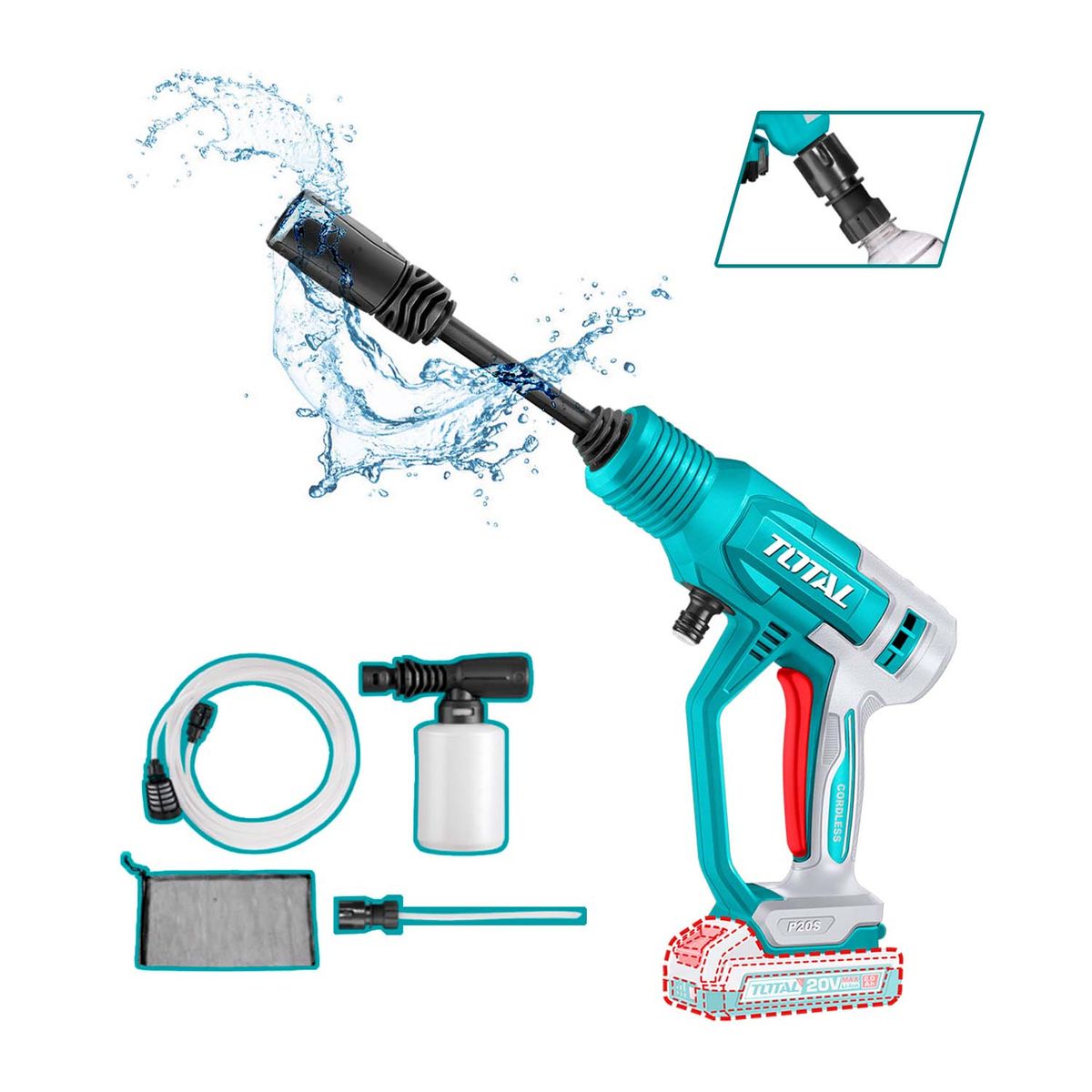 TOTAL TOOLS - HIDROLAVADORA PRESION 20V TOTAL LIMPIEZA CARWASH AUTO MOTO JARDINERÍA