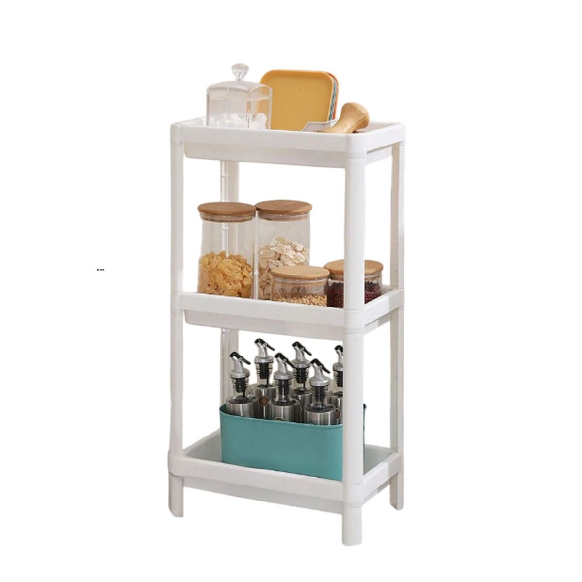 GENERICO - Estante Plegable y de Plastico con 3 Niveles en Tono Blanco