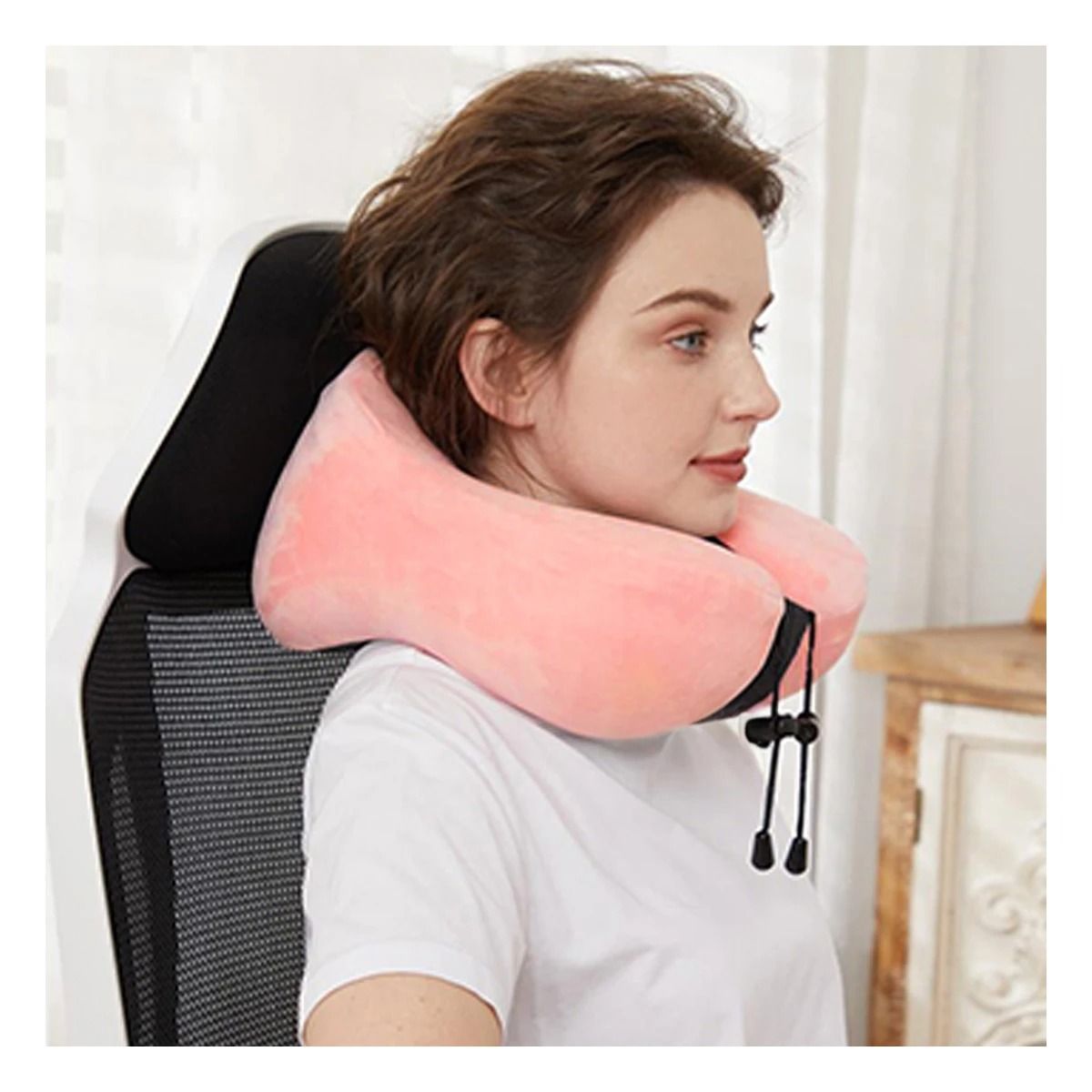 GENERICO - Pack2 Almohada Cervical en Rosado Espuma Y+Papel de Regalo