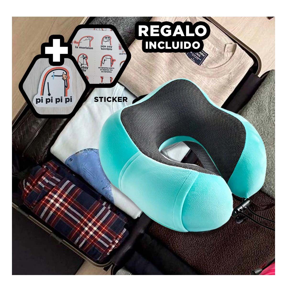 GENERICO - Pack6 Almohadin para Cuarto en Celeste Y+Regalo Stickers