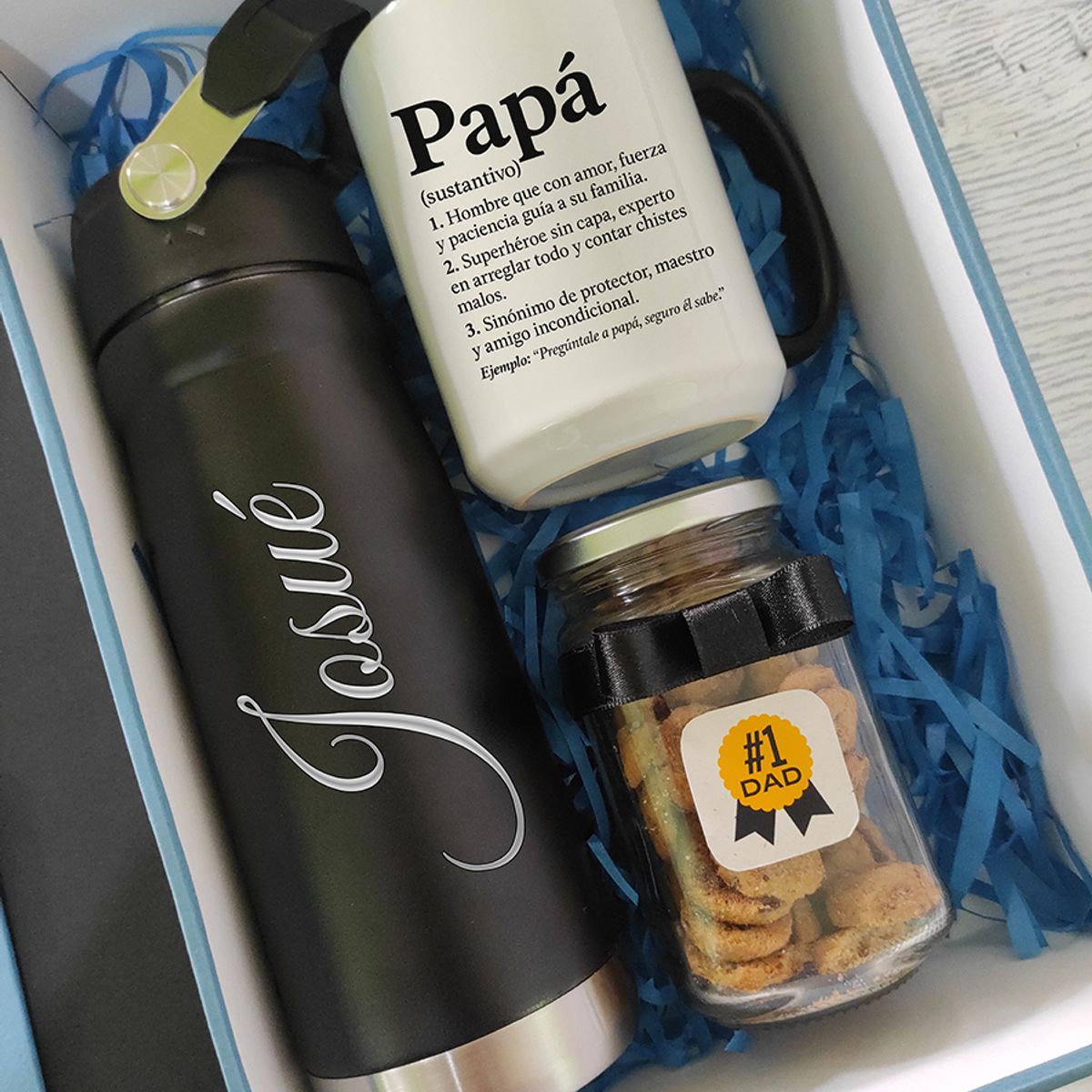 M MATIX SHOP - Matix - Regalos Personalizados Dia del Padre - Termo + Taza + Galletas