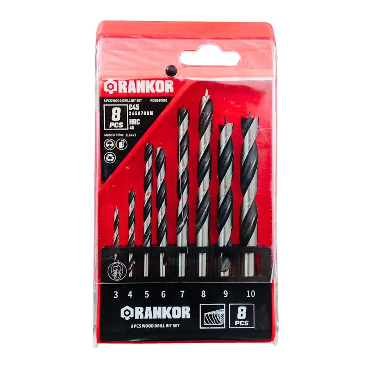 RANKOR - Juego de 8 brocas para madera Rankor