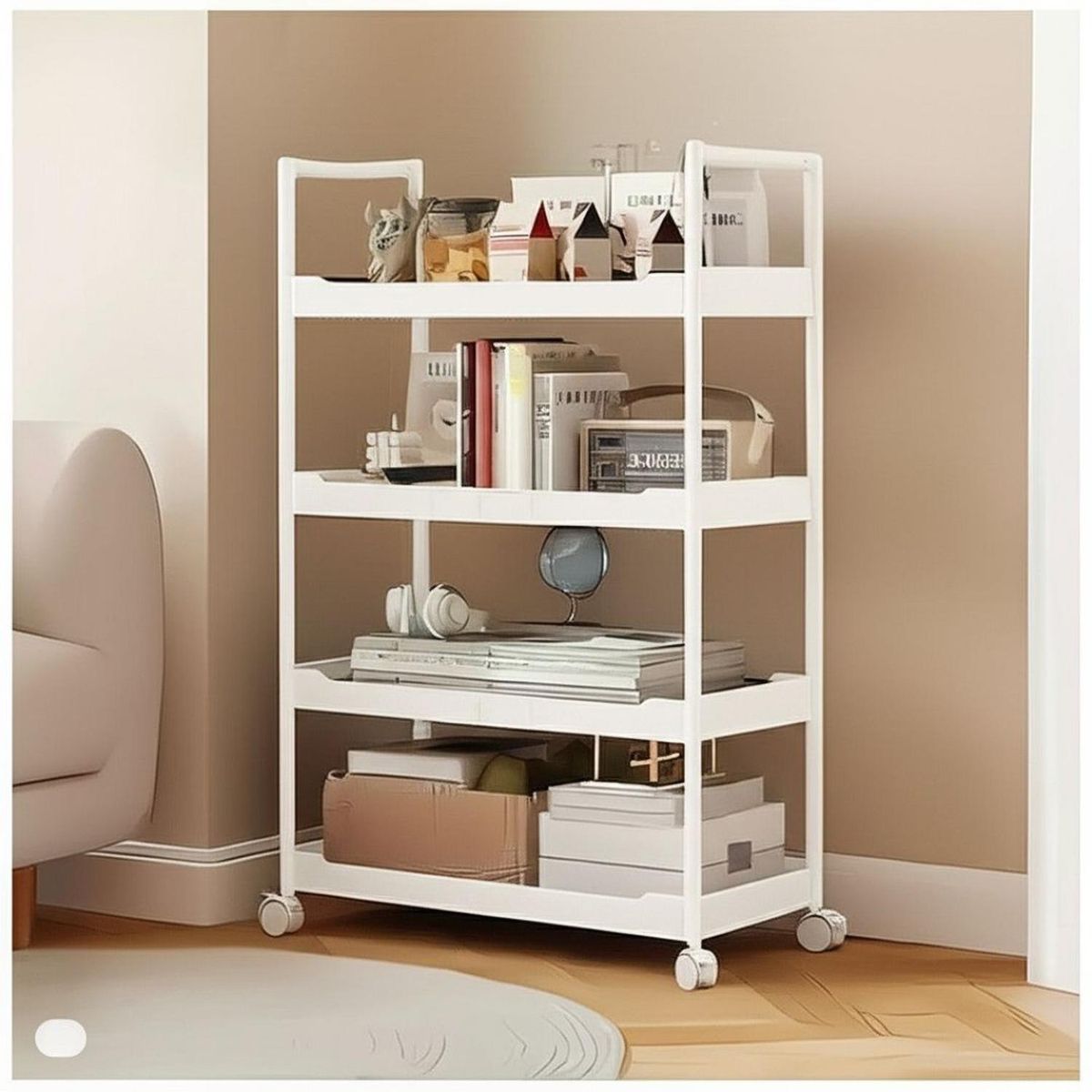 GENERICO - Carrito Organizador de Cocina 4 Niveles con Ruedas 104x57x28cm Blanco