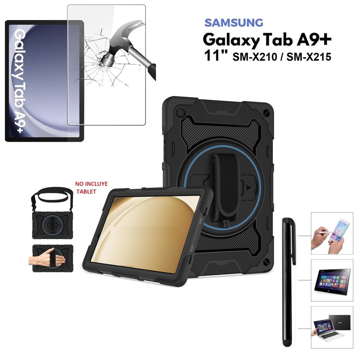 GENERICO - Funda Armor Golpe + Mica + Lápiz para Samsung Tab A9 Plus 11 SM-X210