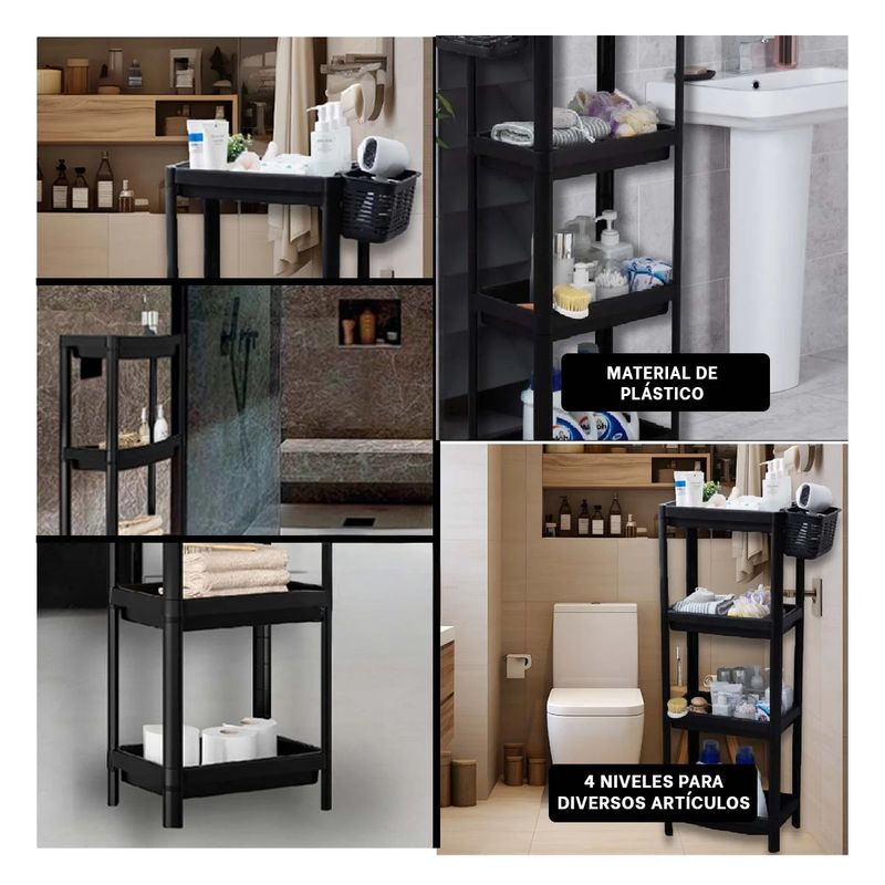 GENERICO - Pack4 Estante de Almacen 4 Niveles Negro Y+Regalo Stickers