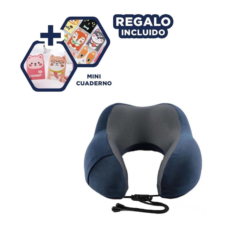 RYBIU IMPORT - Almohada Comoda para Viajar en Azul Espuma Y+Regalo Agendita