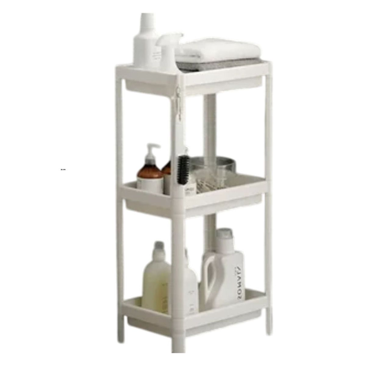 GENERICO - Estante Plegable y de Plastico con 3 Niveles en Tono Blanco