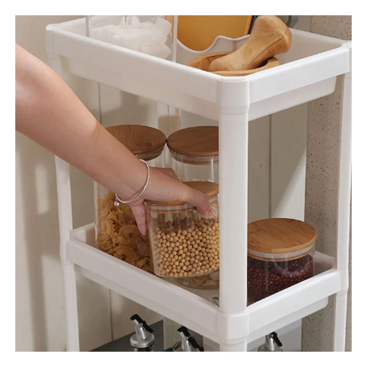 GENERICO - Pack6 Organizador Dinamico para Deposito 3 Pisos de Blanco