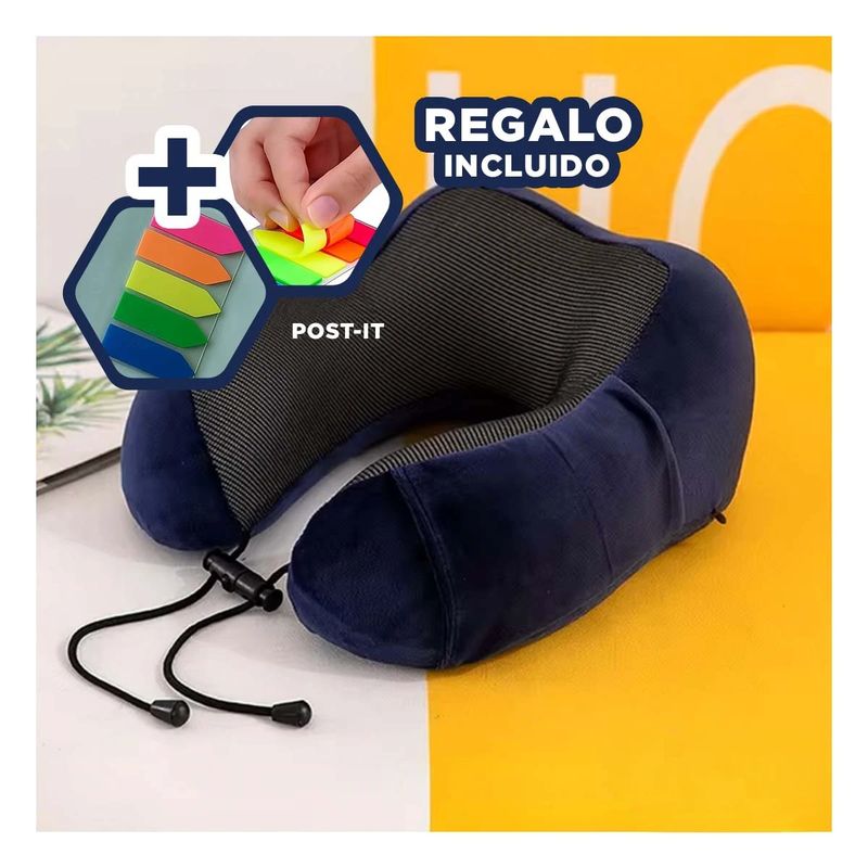 GENERICO - Pack9 Cojin para Viajar Azul Espuma Y+Banderitas Adhesivas