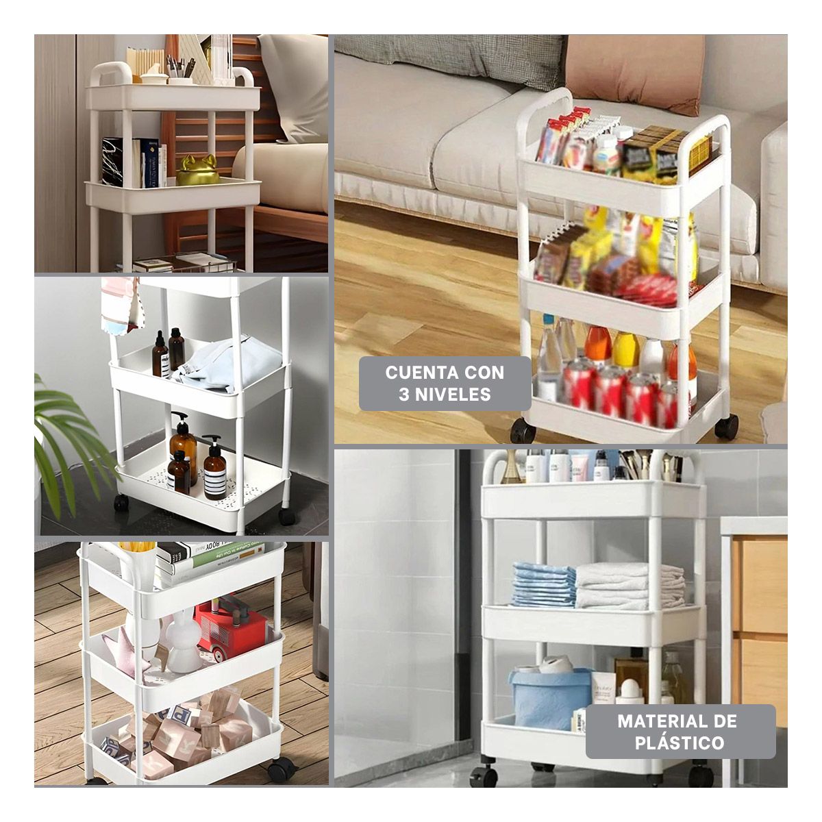 GENERICO - Pack4 Estante Plastificado Color Blanco Y+Regalo Stickers