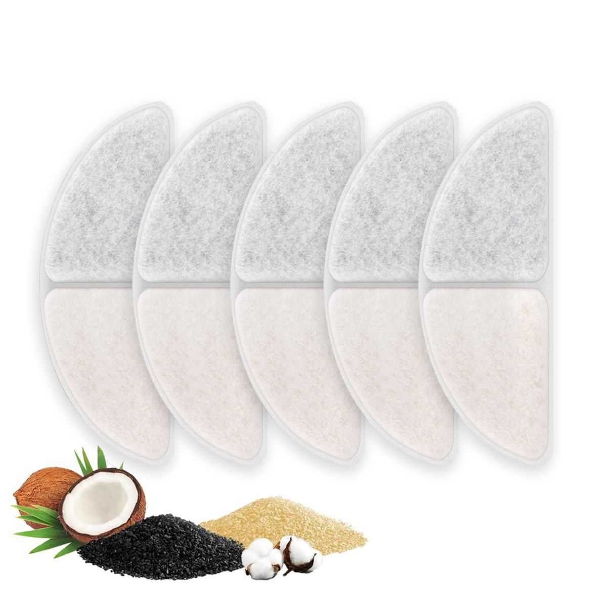 AMICATS - Pack de 5 Filtros para Bebedero Recargable MEDIALUNA