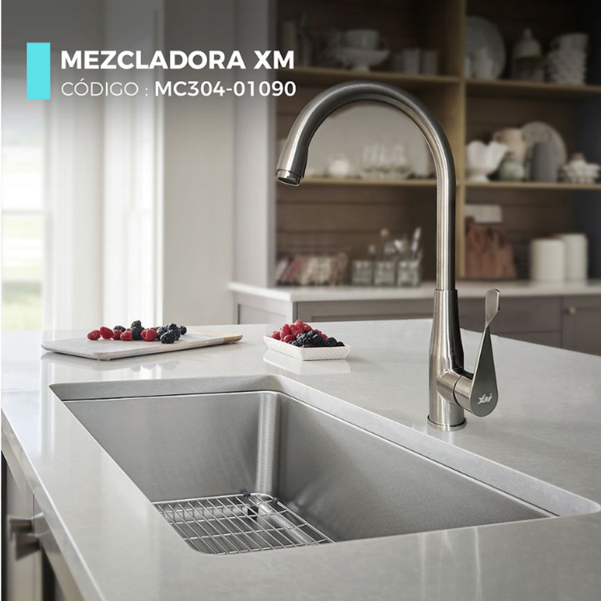 XM - MEZCLADORA MONOCOMANDO PARA COCINA SATINADO MC304-01090