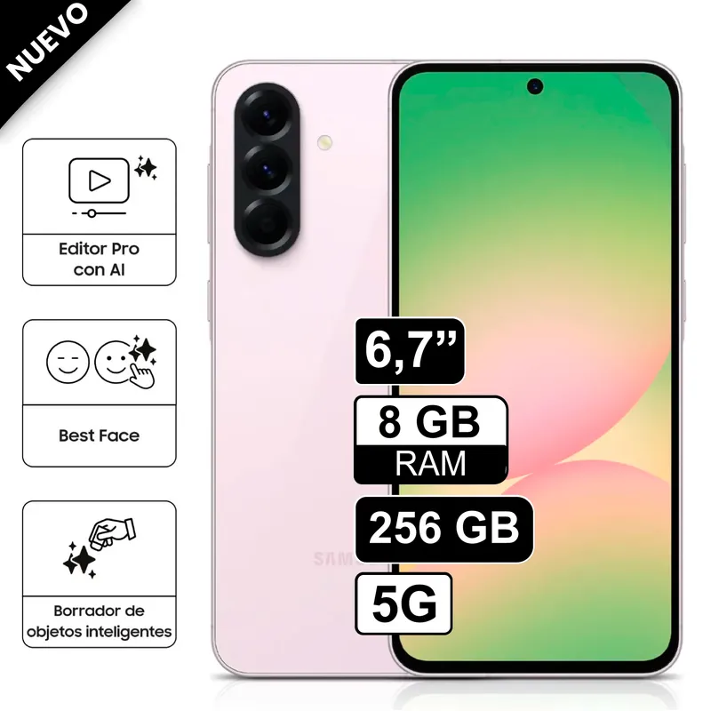 SAMSUNG - Celular Samsung Galaxy A56 5G 256GB 8GB RAM cámara principal 50MP frontal 12MP 67 Rosado