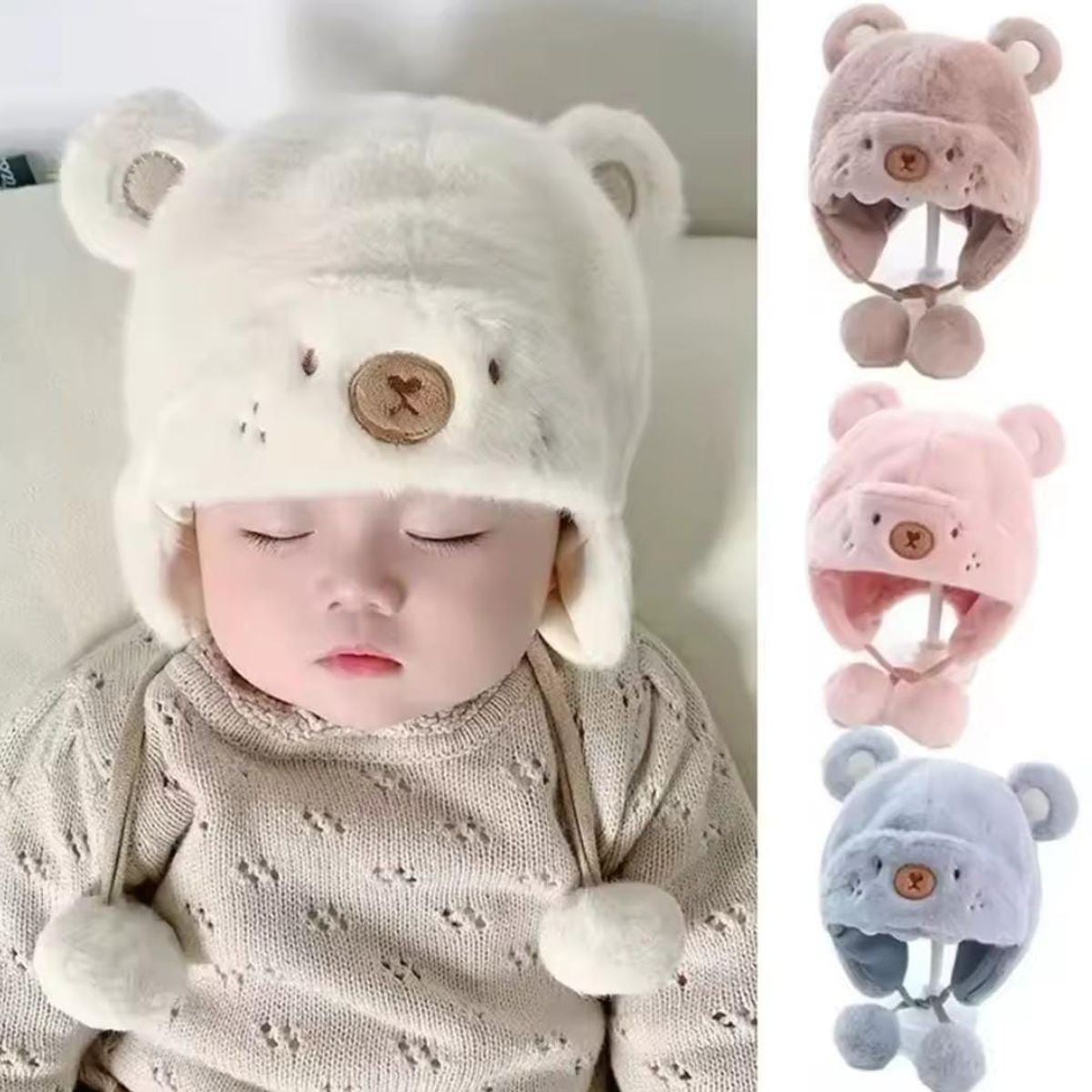 GENERICO - Gorro OSITO PELUCHE para  Niño Invierno - BEIGE