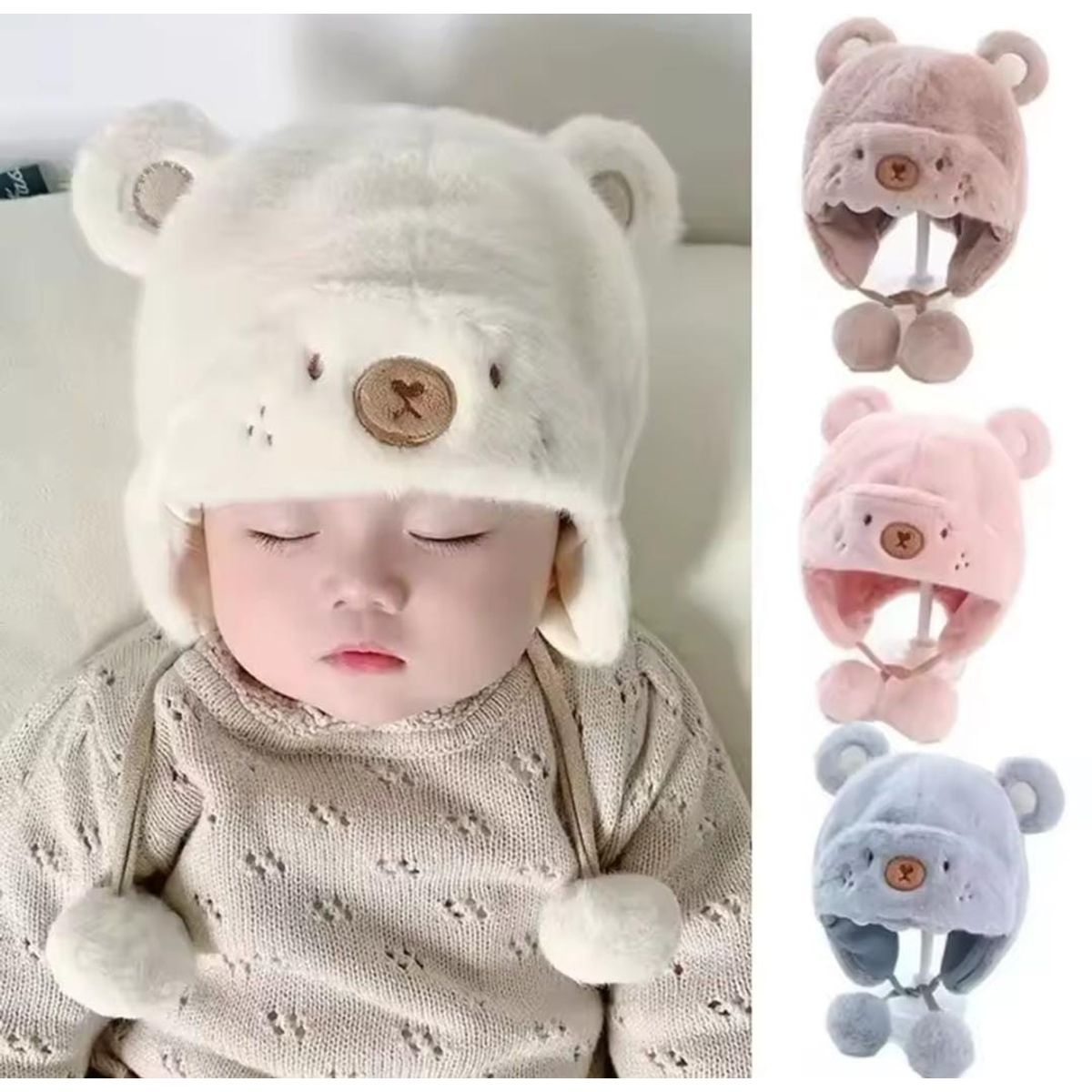 GENERICO - Gorro OSITO PELUCHE para  Niño Invierno - ROSADO