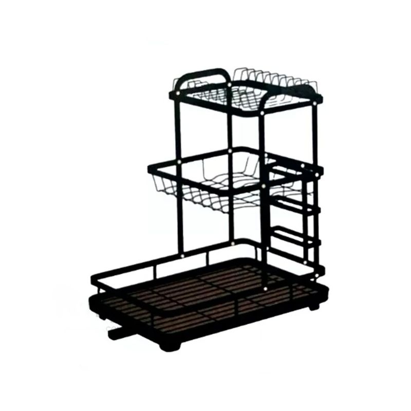 GENERICO - Pack4 Escurreplatos con Soporte de 3 Niveles en Negro
