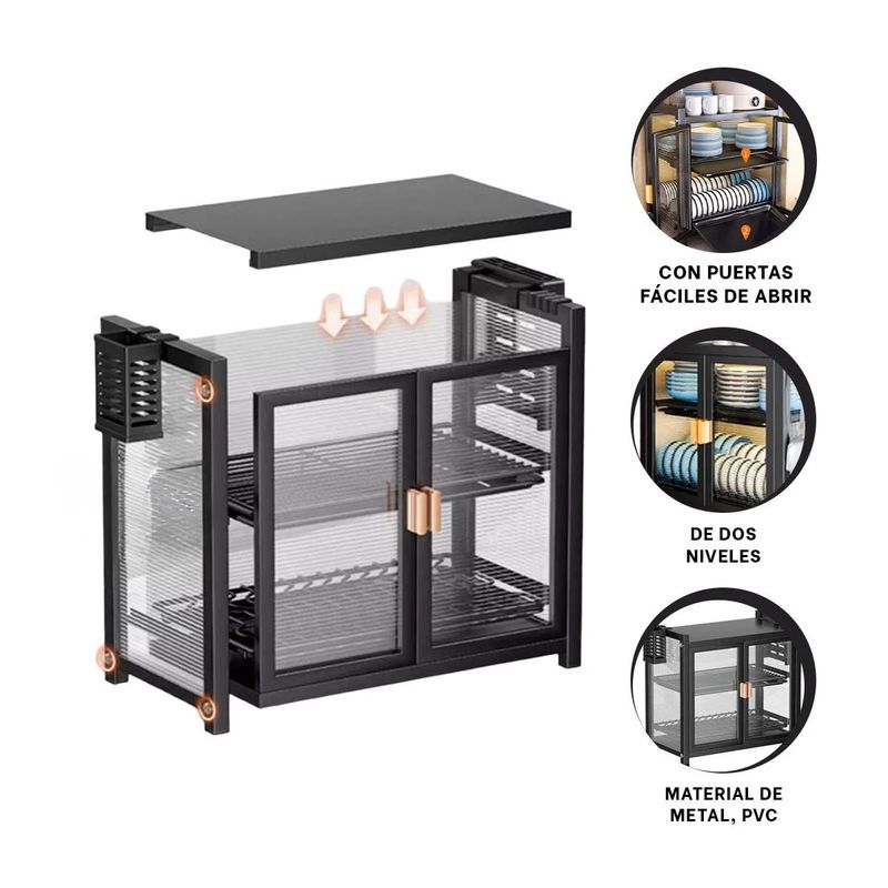 GENERICO - Pack2 Escurridor de 2 Niveles en Negro Y+Regalo Stickers