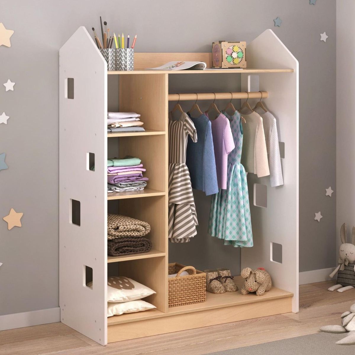 GENERICO - Armario infantil Montessori Teo Blanco Decoban Hogar