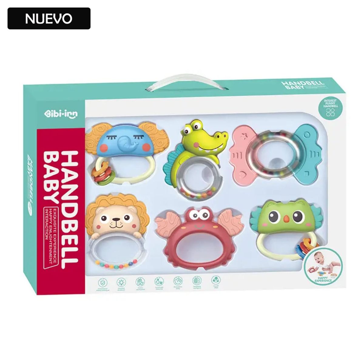 GENERICO - Set Sonaja con Mordedor Para Bebés Animalitos 6 Piezas