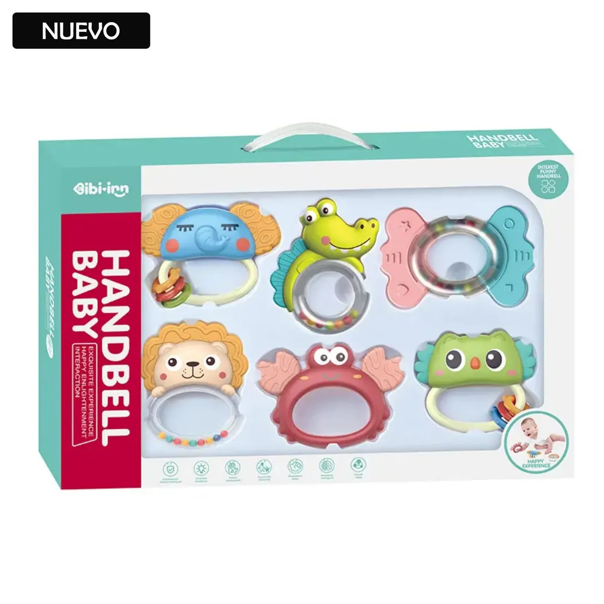 GENERICO - Set Sonaja con Mordedor Para Bebés Animalitos 6 Piezas