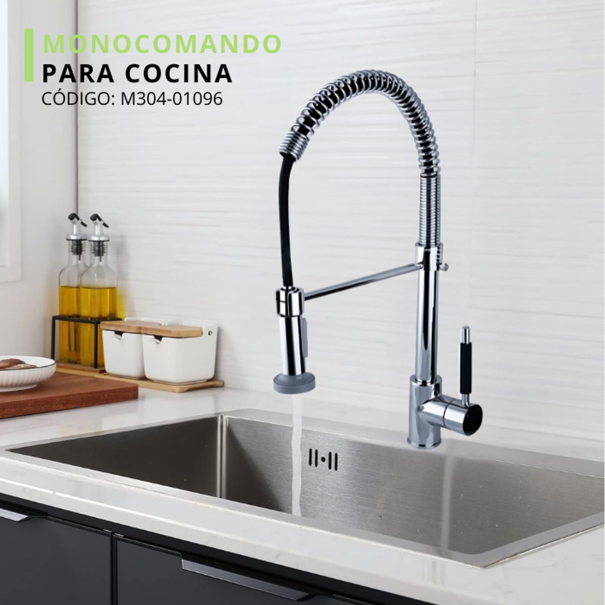 XM - MEZCLADORA MONOCOMANDO PARA COCINA RESORTE SATINADO M304-01096