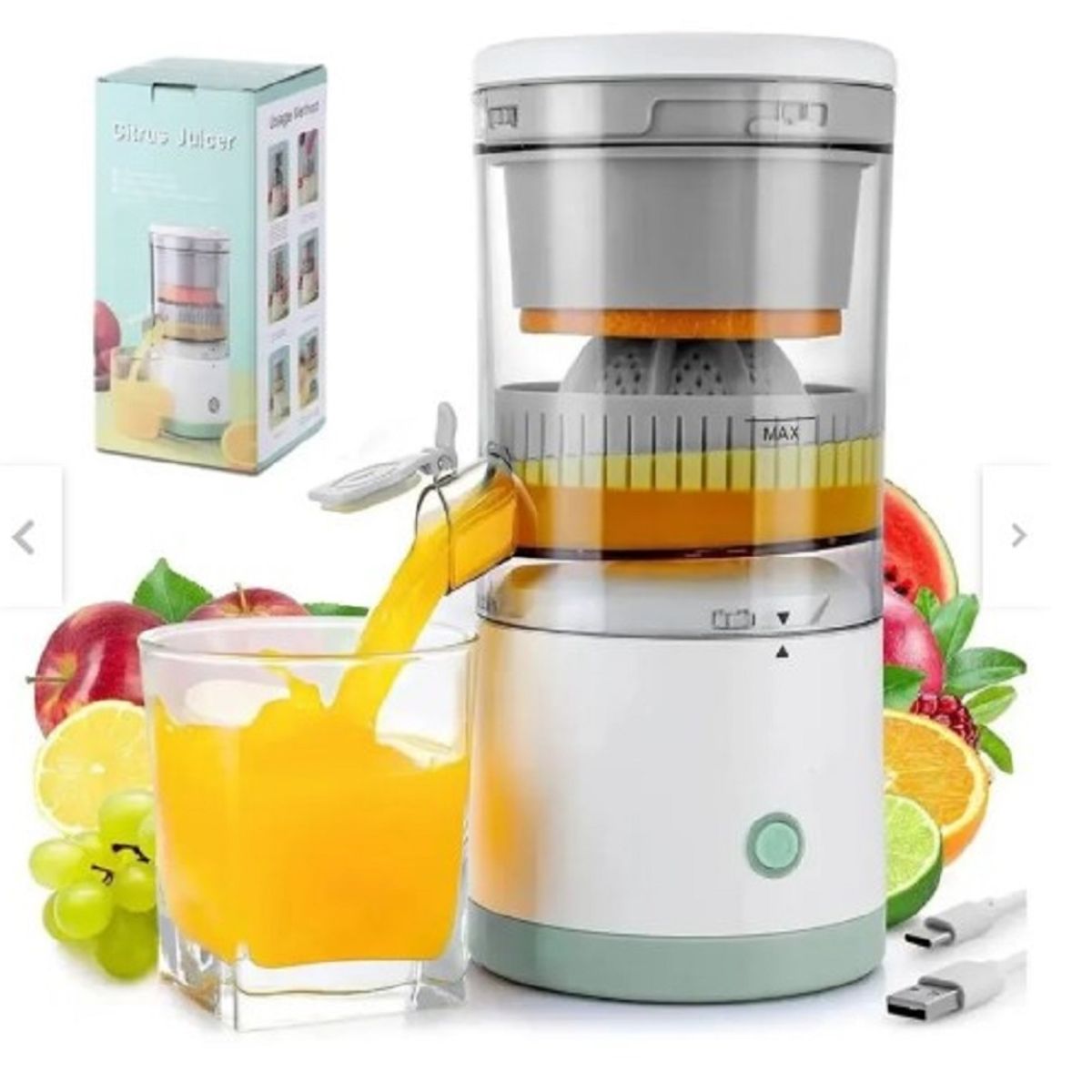 GENERICO - Exprimidor de Naranja y Frutas Eléctrico Portátil y Recargable