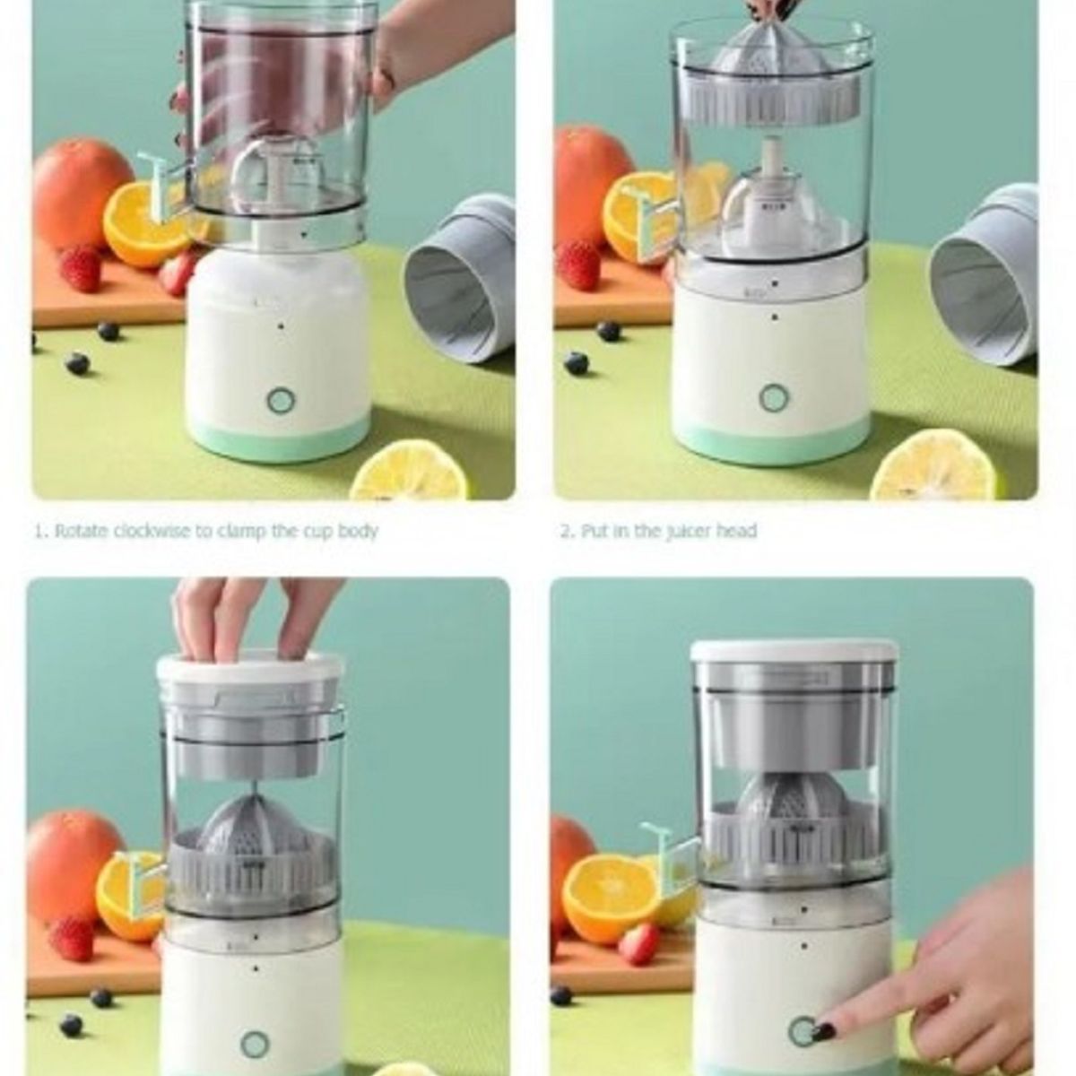 GENERICO - Exprimidor de Naranja y Frutas Eléctrico Portátil y Recargable